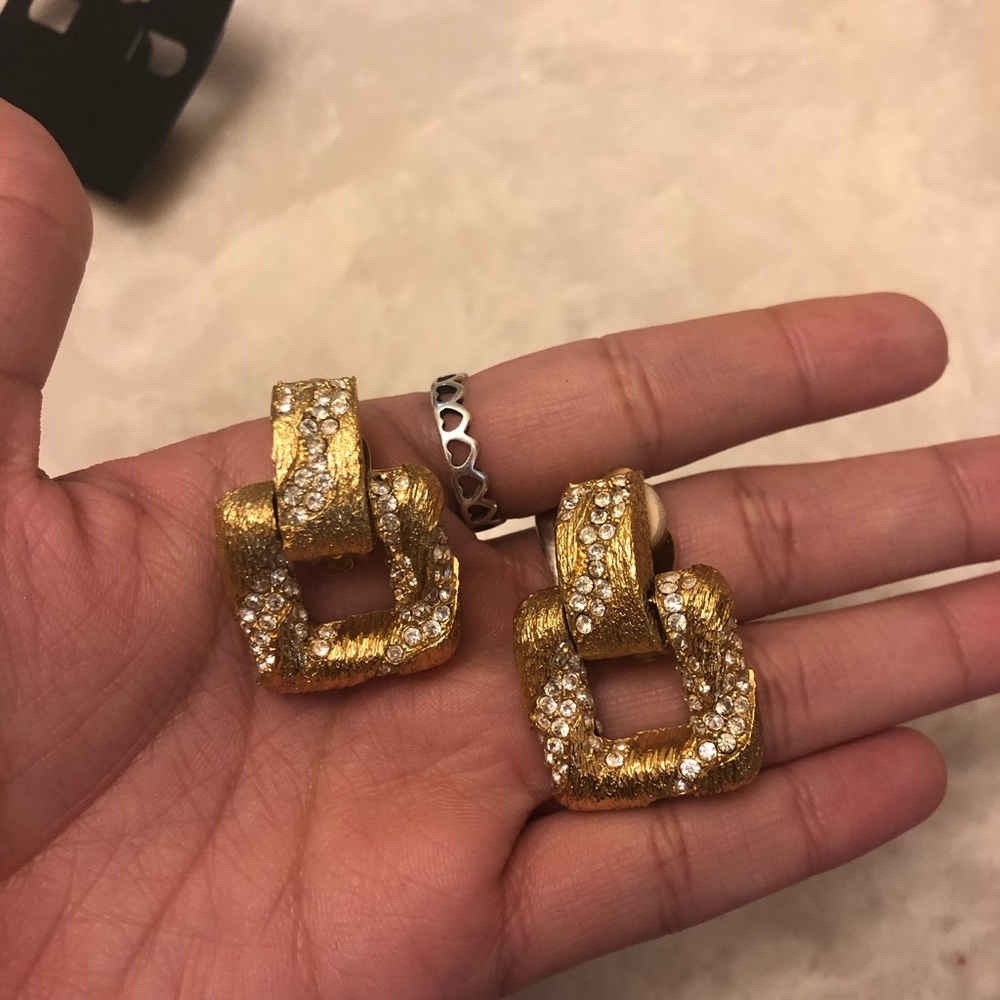 St. John Golden Clip On Earrings